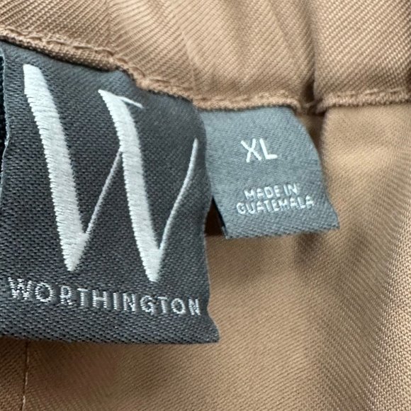 New! Worthington Womens Straight Pull-On Pants Brown XL Pockets High Waisted - Picture 4 of 15